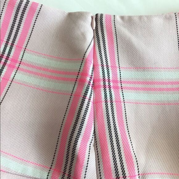 MILLY Pink Plaid Flounce Hem Mini Skirt New With Tag Size 10 - Picture 6 of 10